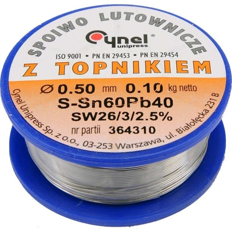 Lydmetalio viela Ø 0,50mm. 100g. su fliusu 1 Lydmetalio viela Ø 0,50mm. 100g. su fliusu 1
