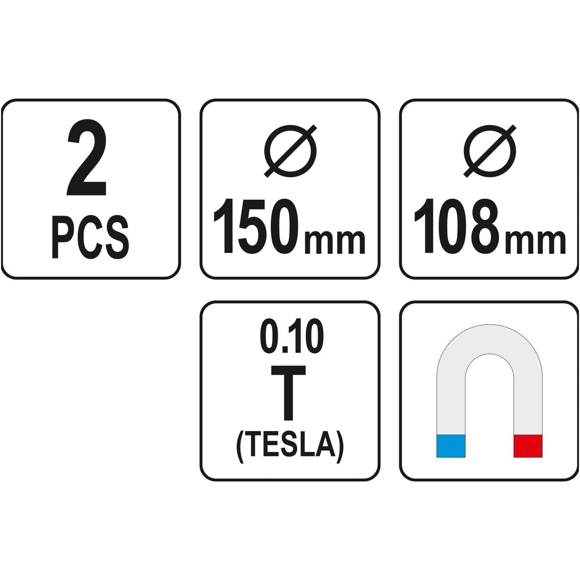 Magnetinių lėkštelių rinkinys -108-150 mm - 2 vnt. 2