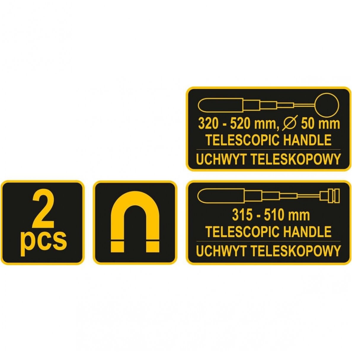 Magnetinio griebtuvo / tikrinimo veidrodžio rinkinys 2vnt. 2 Magnetinio griebtuvo / tikrinimo veidrodžio rinkinys 2vnt. 2