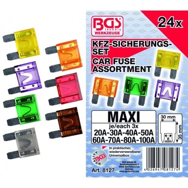 Maxi saugiklių rinkinys 24vnt. Maxi saugiklių rinkinys 24vnt.