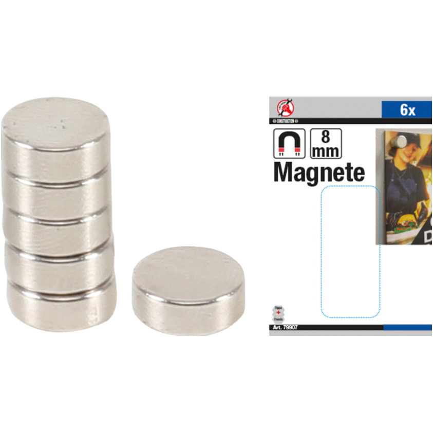 Magnetų rinkinys  ypač stiprūs Ø 8 mm 6vnt.