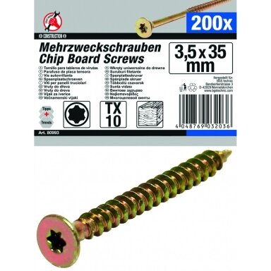 Medsraigčių rinkinys 3.5 x 35 mm, T10, 200vnt. Medsraigčių rinkinys 3.5 x 35 mm, T10, 200vnt.