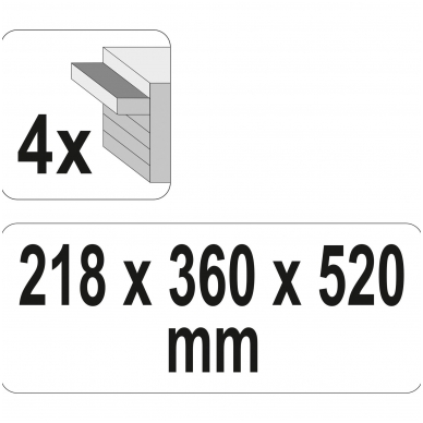 Metalinė įrankių dėžė, tuščia | 4 stalčiai 2