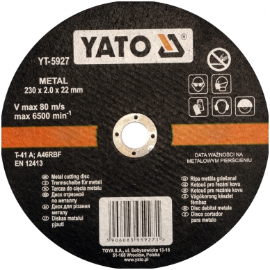 Pjovimo diskas metalo pjaustymui 230x2,0x22 mm "Yato"
