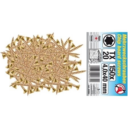 Medsraigčių rinkinys 4.0 x 40 mm, T20, 150 vnt. 2 Medsraigčių rinkinys 4.0 x 40 mm, T20, 150 vnt. 2