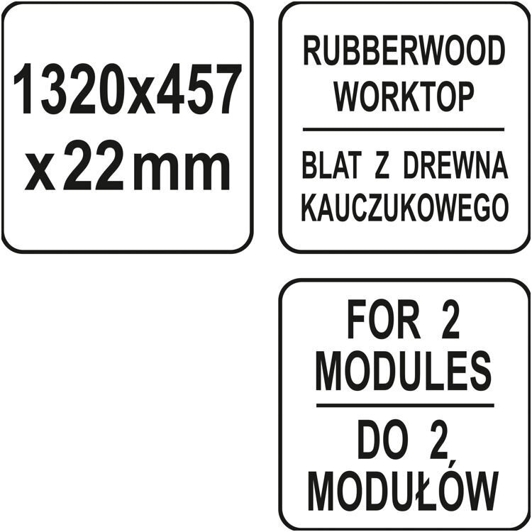 Medinis stalviršis dviems pagrindinėms spintelėms 1320 X 457 X 25mm. 2 Medinis stalviršis dviems pagrindinėms spintelėms 1320 X 457 X 25mm. 2