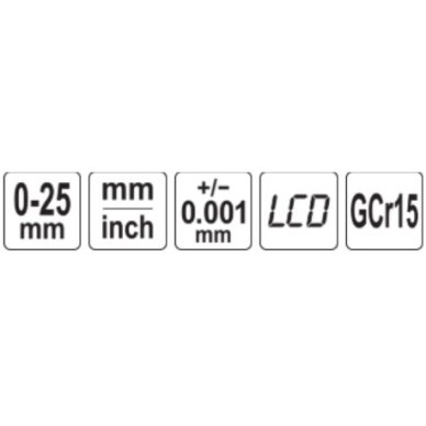 Mikrometras skaitmeninis 0-25mm. / 0,001mm. 5 Mikrometras skaitmeninis 0-25mm. / 0,001mm. 5
