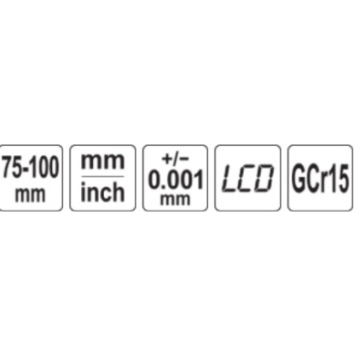 Mikrometras skaitmeninis 75-100 mm. 0,001 mm. 4 Mikrometras skaitmeninis 75-100 mm. 0,001 mm. 4
