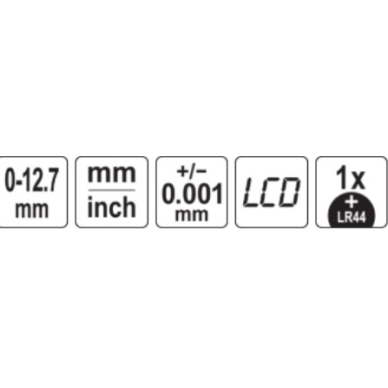 Mikrometras / storio matuoklis skaitmeninis 0-12.7 mm. 0.001 mm. 5 Mikrometras / storio matuoklis skaitmeninis 0-12.7 mm. 0.001 mm. 5