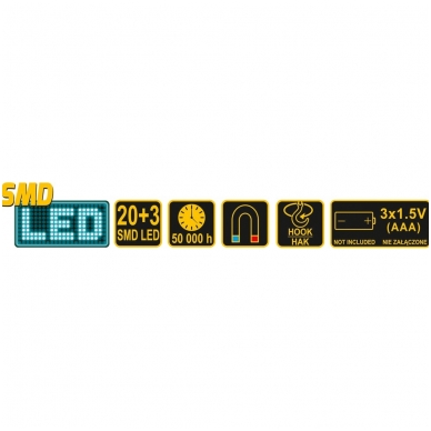 Mobili Led lempa su magnetu, 20+3 LED 7