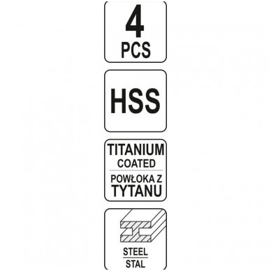 Multi gręžimo komplektas - HSS G -padengti titanu 4vnt. 3