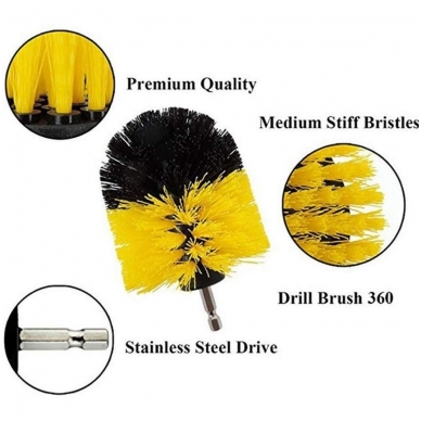 Nailoninių šepečių rinkinys su Hex 6.3 mm 3 vnt. 2 Nailoninių šepečių rinkinys su Hex 6.3 mm 3 vnt. 2