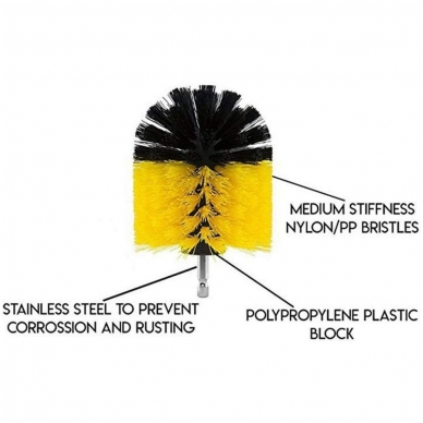 Nailoninių šepečių rinkinys su Hex 6.3 mm 3 vnt. 5