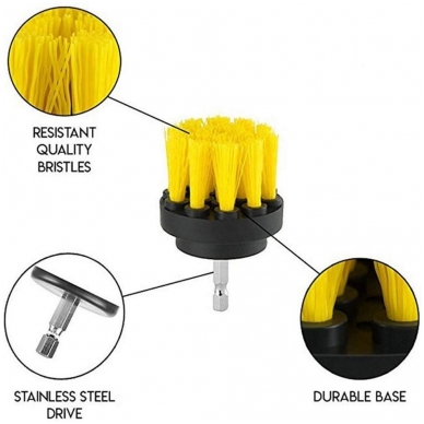 Nailoninių šepečių rinkinys su Hex 6.3 mm 3 vnt. 7