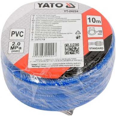 Oro žarna su antgaliais 10mm x 10m, PVC 1 Oro žarna su antgaliais 10mm x 10m, PVC 1