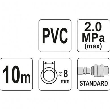 Oro žarna su antgaliais 8mm.x10m. PVC 2