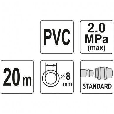 Oro žarna su antgaliais 8mm.x20m. PVC 2 Oro žarna su antgaliais 8mm.x20m. PVC 2