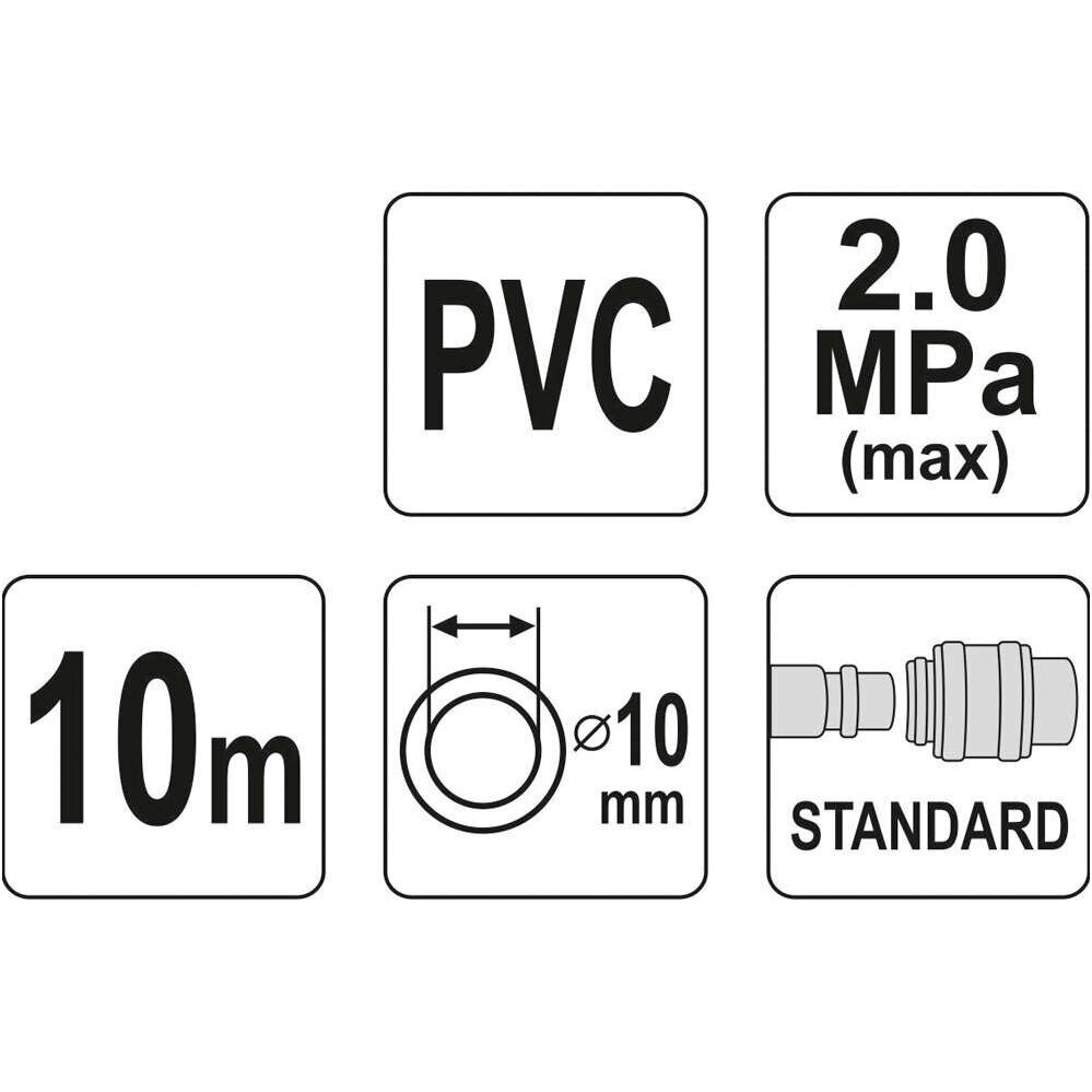 Oro žarna su antgaliais 10mm x 10m, PVC 2 Oro žarna su antgaliais 10mm x 10m, PVC 2