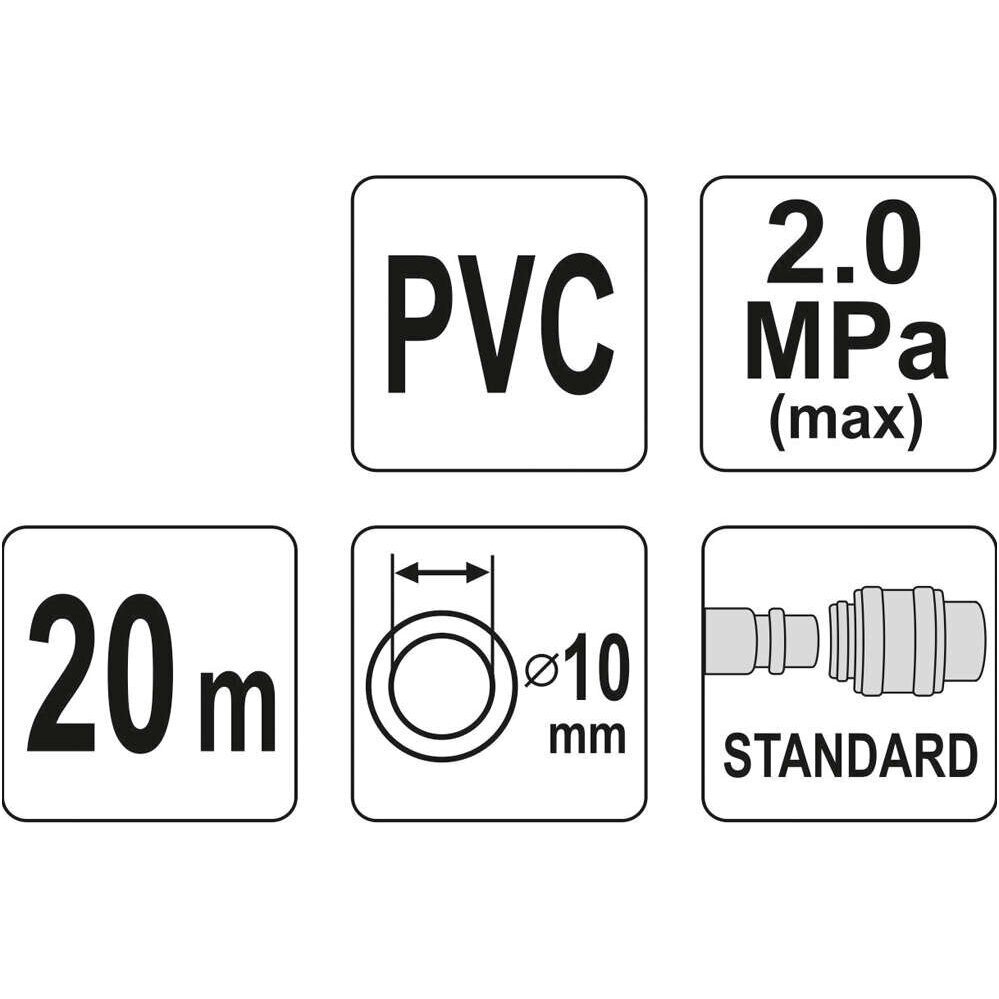 Oro žarna su antgaliais 10mm.x 20m. PVC 2 Oro žarna su antgaliais 10mm.x 20m. PVC 2