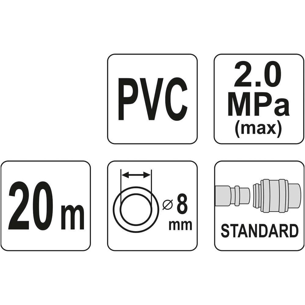 Oro žarna su antgaliais 8mm.x20m. PVC 2 Oro žarna su antgaliais 8mm.x20m. PVC 2
