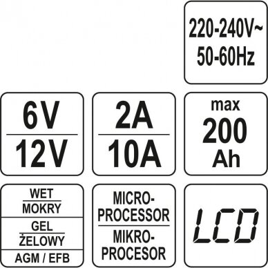 Pakrovėjas 6 V ir 12 V akumuliatorių įkrovimui 6V/2A, 12V/10A 5 Pakrovėjas 6 V ir 12 V akumuliatorių įkrovimui 6V/2A, 12V/10A 5