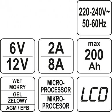 Pakrovėjas 6 V ir 12 V akumuliatorių įkrovimui 6V/2A, 12V/8A 5 Pakrovėjas 6 V ir 12 V akumuliatorių įkrovimui 6V/2A, 12V/8A 5
