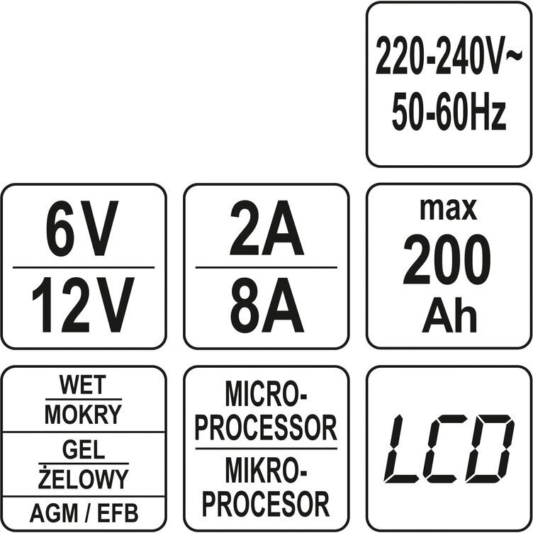 Pakrovėjas 6 V ir 12 V akumuliatorių įkrovimui 6V/2A, 12V/8A 5 Pakrovėjas 6 V ir 12 V akumuliatorių įkrovimui 6V/2A, 12V/8A 5