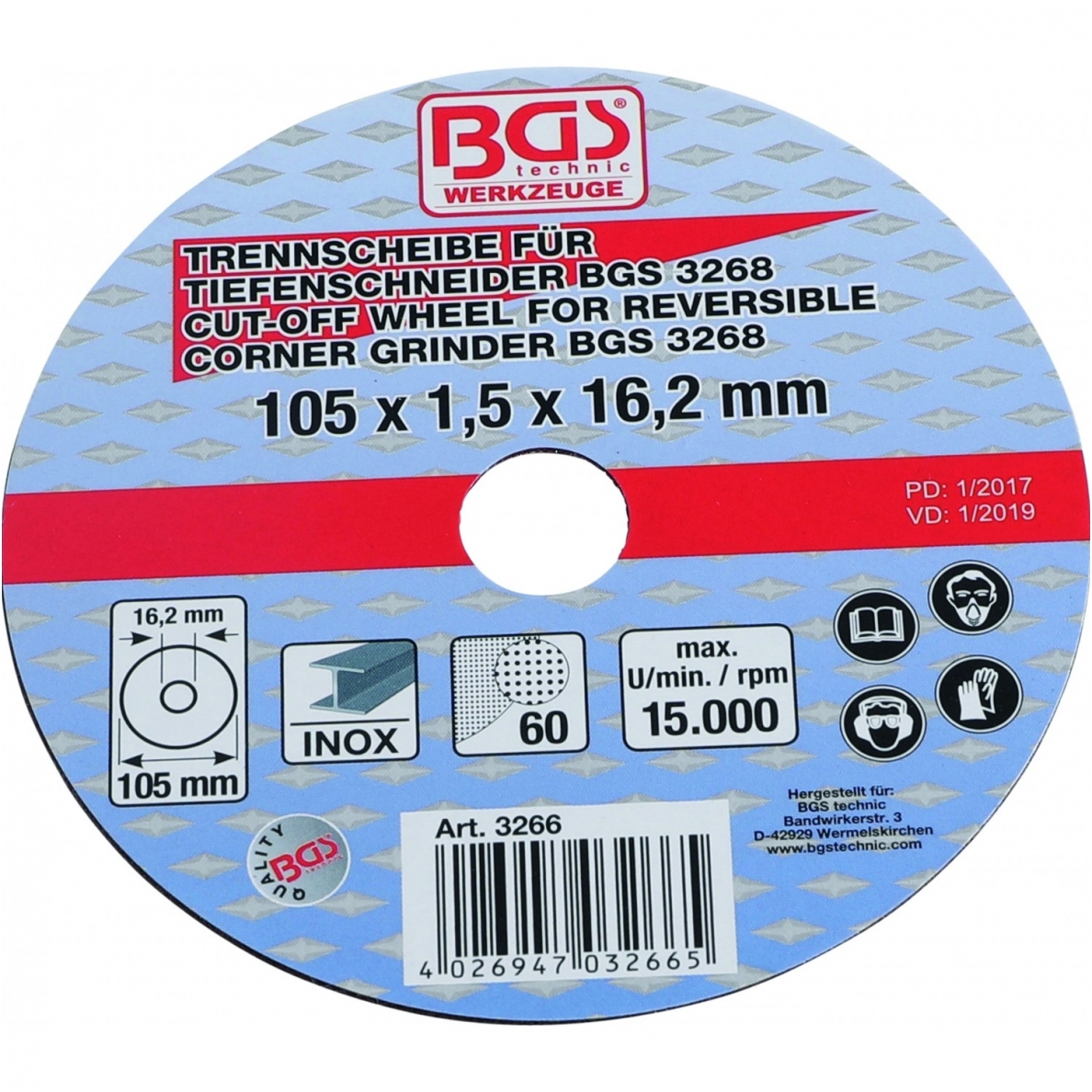 Atpjovimo diskas 105x1.5x16.2 Atpjovimo diskas 105x1.5x16.2