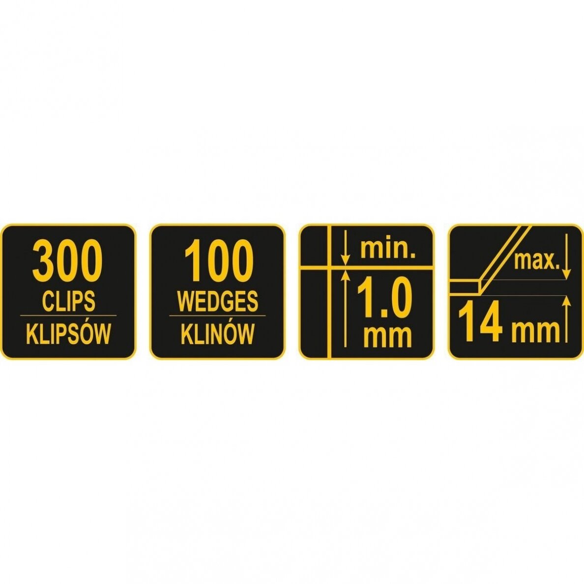 Plytelių išlyginimo sistema 1mm/100 pleištų ir 300 spaustukų rinkinys kibire 5