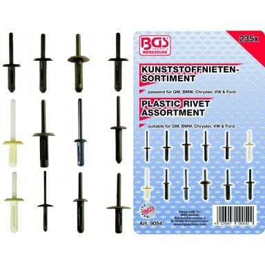 Plastikinių kniedžių rinkinys GM, BMW, Chrysler, VW ir Ford 235 vnt. Plastikinių kniedžių rinkinys GM, BMW, Chrysler, VW ir Ford 235 vnt.
