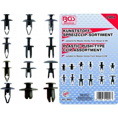 Plastikinių kniedžių rinkinys Mazda, Honda, Ford, Nissan ir VW 235 vnt. Plastikinių kniedžių rinkinys Mazda, Honda, Ford, Nissan ir VW 235 vnt.