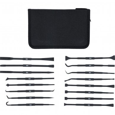 Plastikinis grandiklis ir kabliukai/krapštukai tarpinėms išmontavimo įrankių rinkinys 16vnt. 2 Plastikinis grandiklis ir kabliukai/krapštukai tarpinėms išmontavimo įrankių rinkinys 16vnt. 2