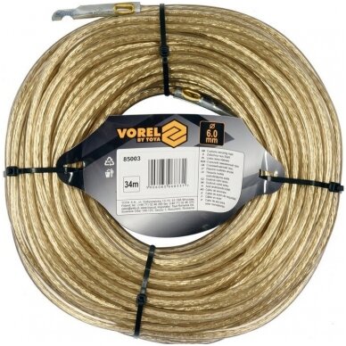 Plombavimo trosas plieninis, su antgaliu 6mm. 34m. Plombavimo trosas plieninis, su antgaliu 6mm. 34m.