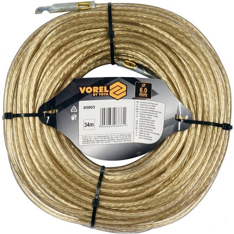 Plombavimo trosas plieninis, su antgaliu  6mm. 34m.