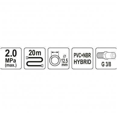 Pneumatinė žarna - Hybrid - 12,5mmx20m. 2 Pneumatinė žarna - Hybrid - 12,5mmx20m. 2