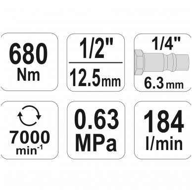 Pneumatinis smūginis veržliasukis 1/2" 680NM. 5 Pneumatinis smūginis veržliasukis 1/2" 680NM. 5