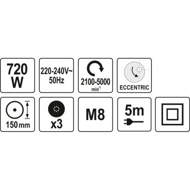 Poliravimo mašinėlė ekscentrinė 720W 150mm. 4 Poliravimo mašinėlė ekscentrinė 720W 150mm. 4