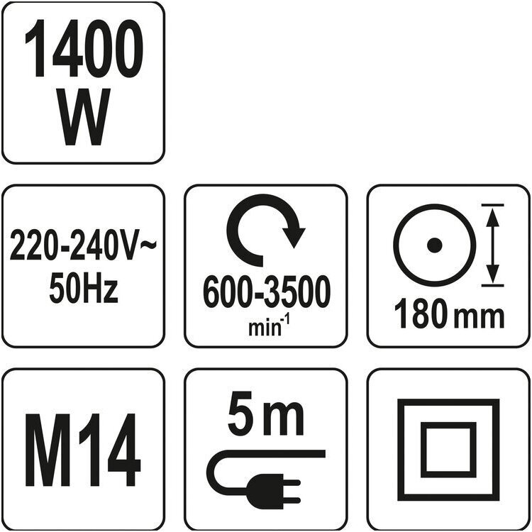 Poliravimo mašinėlė 600-3500 RPM 1400W 180mm. 7