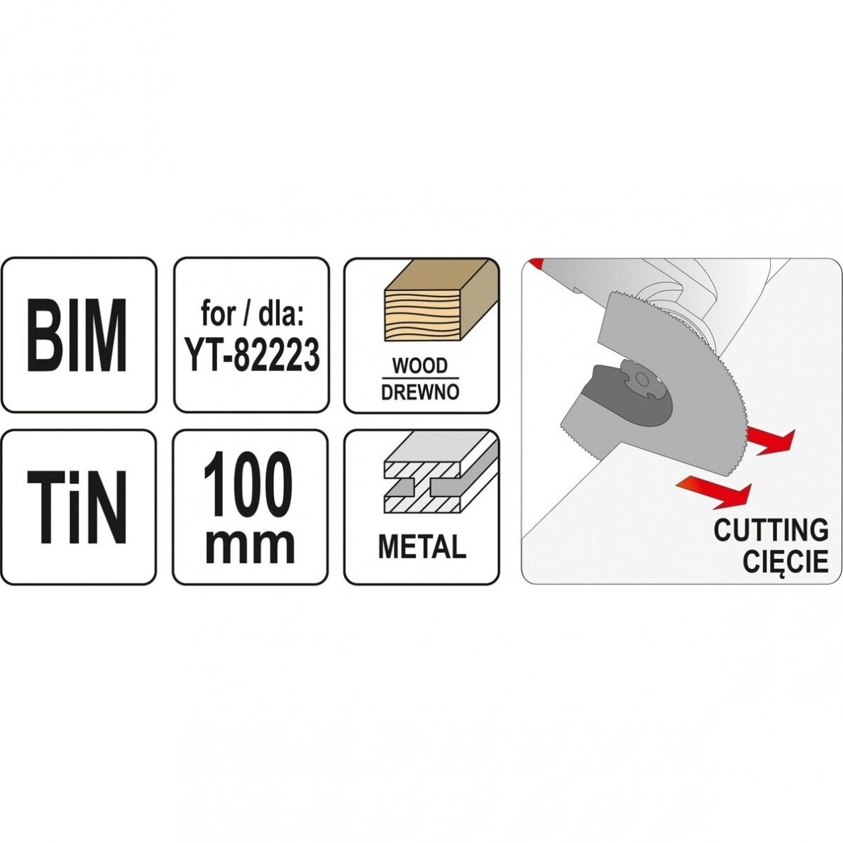 Priedas daugiafunkciniam įrankiui BIM-TIN medžiui/metalui 100mm. 2