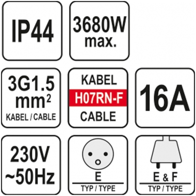 Prailginimo kabelis guminis IP44, 3x1,5mm² 20m. su 3 rozečių lizdais 1 Prailginimo kabelis guminis IP44, 3x1,5mm² 20m. su 3 rozečių lizdais 1