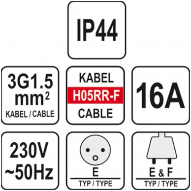 Prailginimo kabelis guminis IP44, 3x1,5mm2 40m 5 Prailginimo kabelis guminis IP44, 3x1,5mm2 40m 5