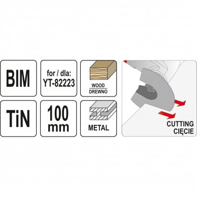 Priedas daugiafunkciniam įrankiui BIM-TIN medžiui/metalui 100mm. 2 Priedas daugiafunkciniam įrankiui BIM-TIN medžiui/metalui 100mm. 2