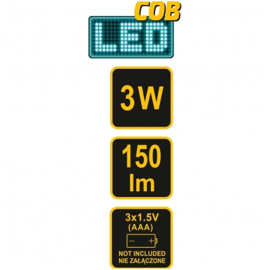 Prožektorius dedamas ant galvos COB LED 3W 3 Prožektorius dedamas ant galvos COB LED 3W 3