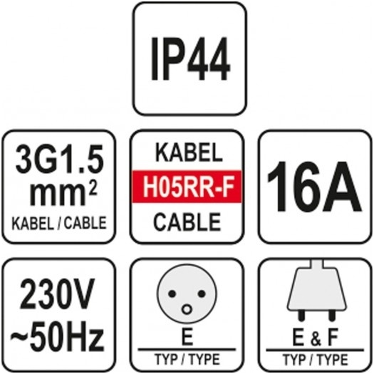 Prailginimo kabelis guminis IP44, 3x1,5mm² 10m 1