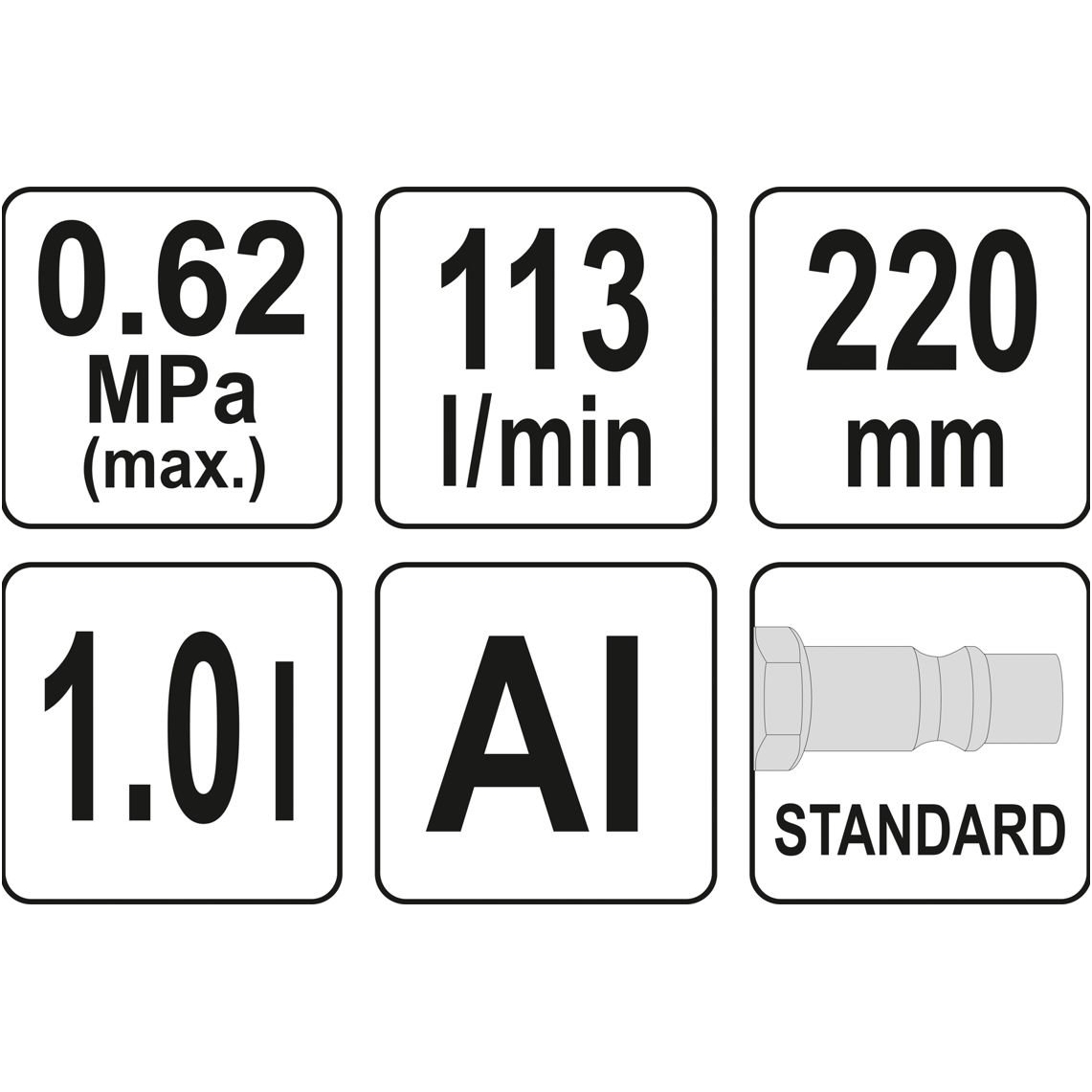 Putų generavimo pistoletas pneumatinis - 1 l / 220 mm 4
