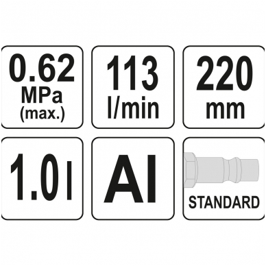 Putų generavimo pistoletas pneumatinis - 1 l / 220 mm 4 Putų generavimo pistoletas pneumatinis - 1 l / 220 mm 4
