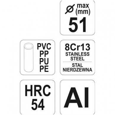 PVC vamzdžio pjoviklis, max. 51mm. 3 PVC vamzdžio pjoviklis, max. 51mm. 3