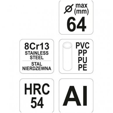 PVC vamzdžio pjoviklis max. 64mm. 3 PVC vamzdžio pjoviklis max. 64mm. 3