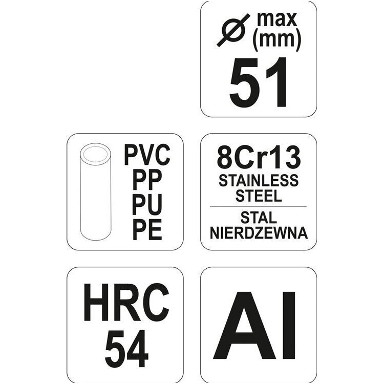 PVC vamzdžio pjoviklis, max. 51mm. 3 PVC vamzdžio pjoviklis, max. 51mm. 3