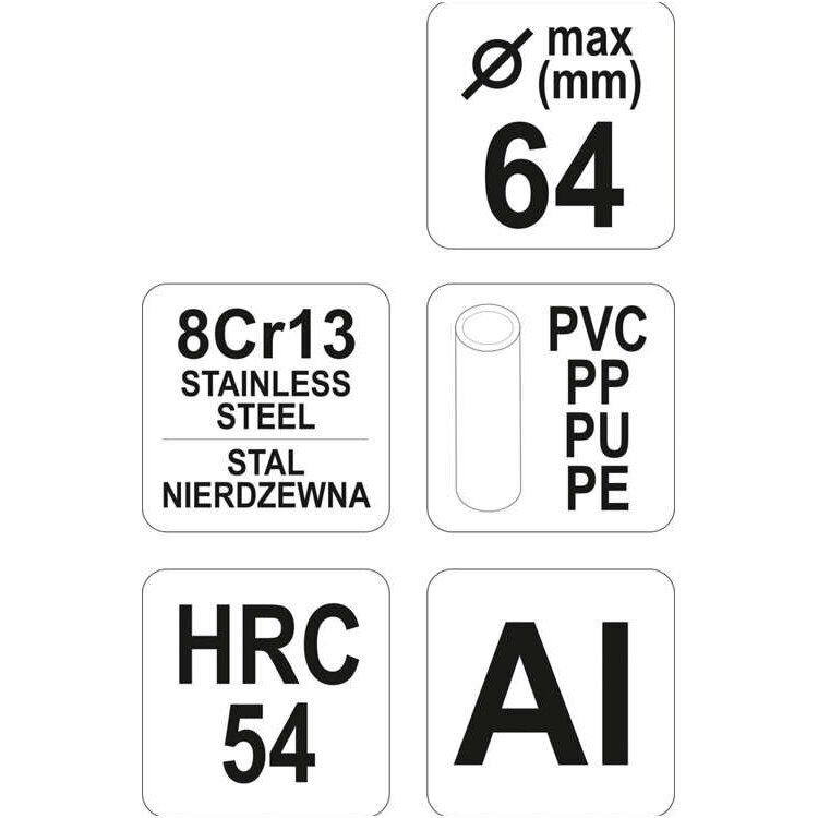 PVC vamzdžio pjoviklis max. 64mm. 3 PVC vamzdžio pjoviklis max. 64mm. 3